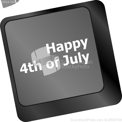 Image of Concept: happy independence day 4th july key on the computer keyboard