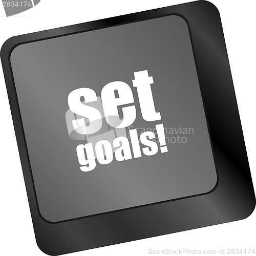 Image of set goals button on keyboard - business concept