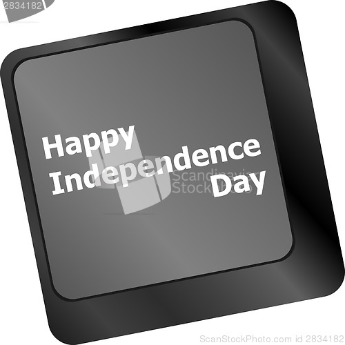 Image of Concept: happy independence day key on the computer keyboard