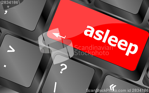 Image of Keyboard with enter button, asleep word on it