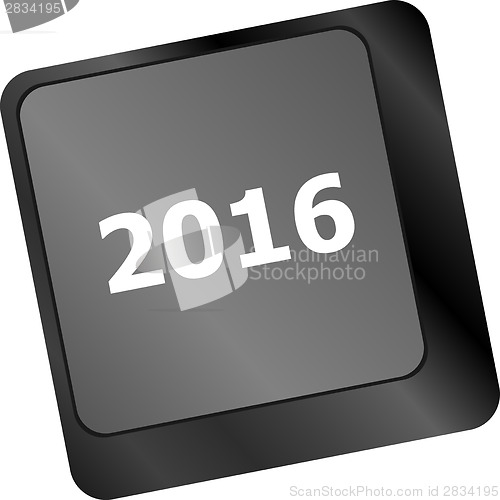 Image of 2016 Key On Keyboard Representing Year Two Thousand Sixteen