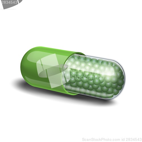 Image of Medical green capsule with granules