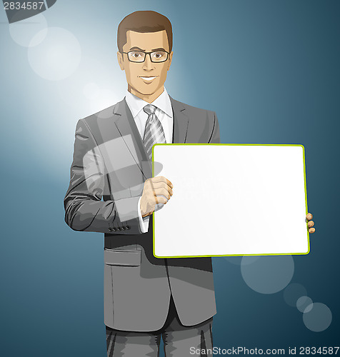 Image of Vector Business Man with Empty Write Board