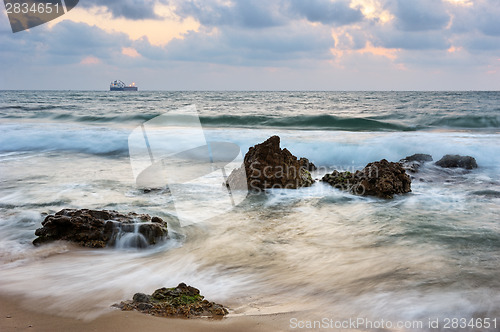 Image of Seashore after sunset 