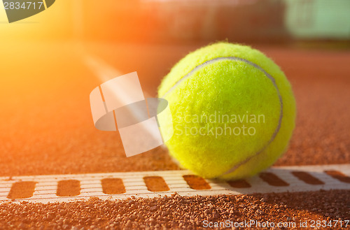 Image of Yellow ball on the court ground