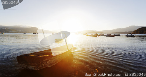 Image of sunset on the lake
