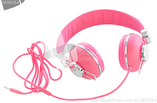 Image of Female pastel pink colorful headphones