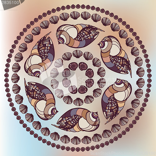 Image of Mandala made of Seashells.