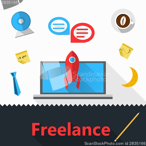 Image of Vector flat icons for freelance or business