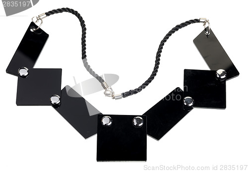 Image of Necklace of black flat plates, isolated 