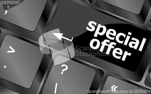 Image of special offer button on computer keyboard keys