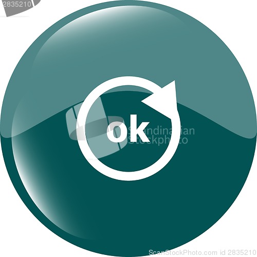 Image of ok word on sign web icon. web button