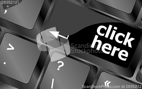 Image of Keyboard with click here button, internet concept