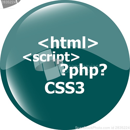 Image of Code sign icon. Programming language symbol. Circles buttons