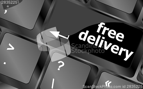 Image of free delivery key on laptop keyboard keys