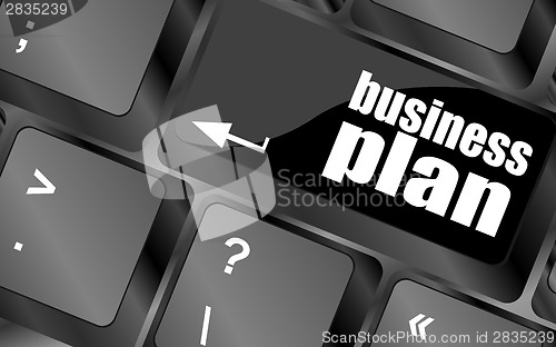 Image of business plan button on computer keyboard key