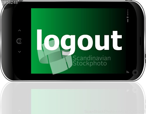 Image of Web development concept: smartphone with word logout on display