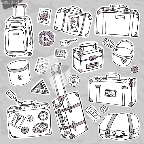 Image of Vintage suitcases set. Travel Vector illustration.