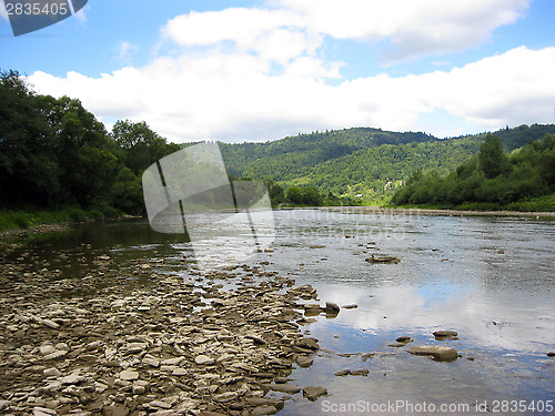 Image of speed mountainous river in Carpathian mountains