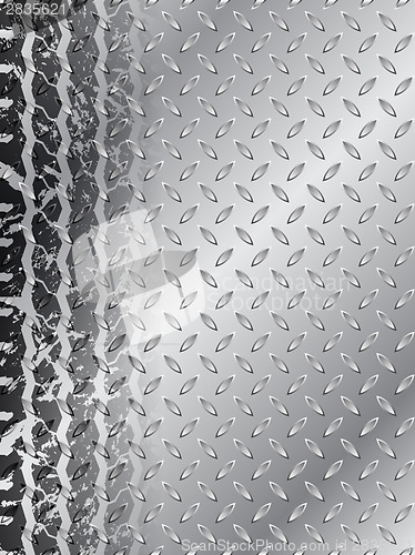 Image of Grunge tire brochure with steel background 