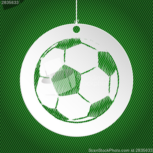 Image of Soccer ball label on green background