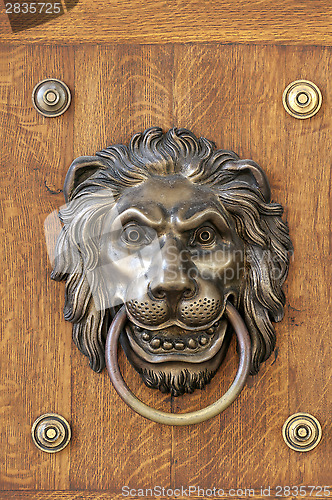 Image of Lion's head, door knocker.