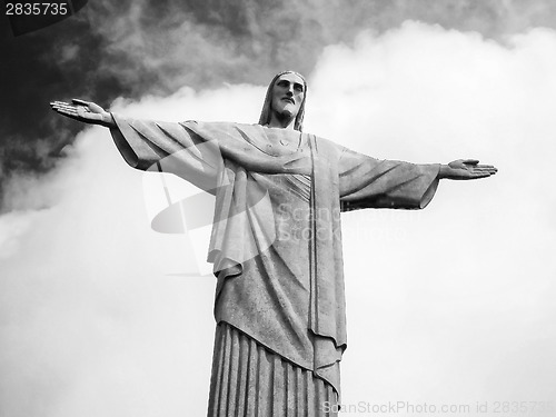 Image of Statue Christ the Redeemer black and white