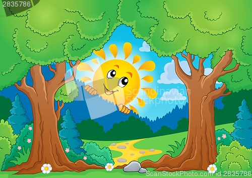 Image of Tree theme with sun 2