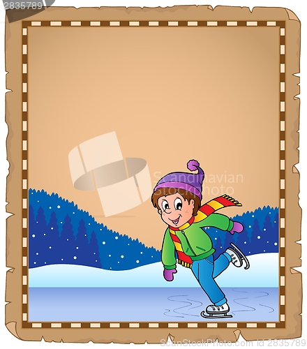 Image of Parchment with boy skating on ice