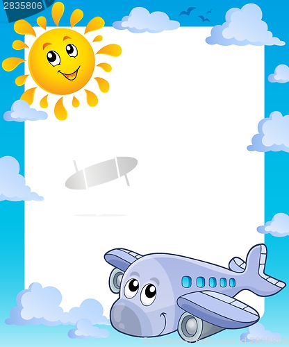 Image of Summer frame with sun and airplane