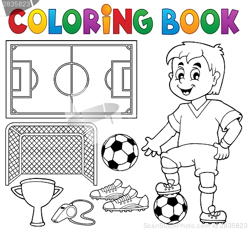 Image of Coloring book soccer theme 1