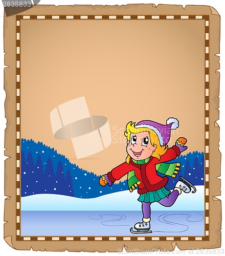 Image of Parchment with girl skating on ice