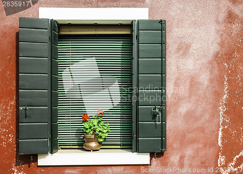 Image of Venetian windows with flowers