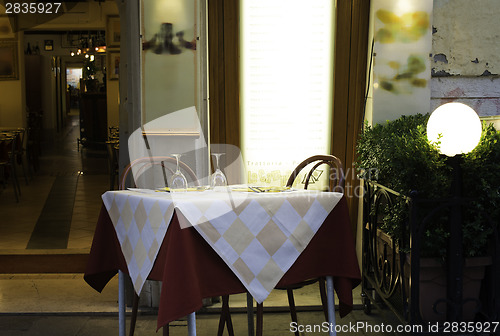 Image of Table in an Italian restaurant. 