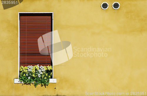 Image of Venetian windows with flowers