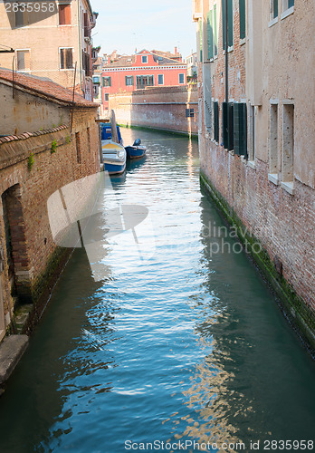 Image of Ancient buildings in the channel in Venice.