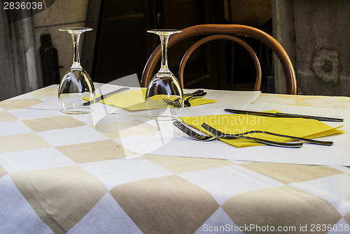 Image of Table in an Italian restaurant. 