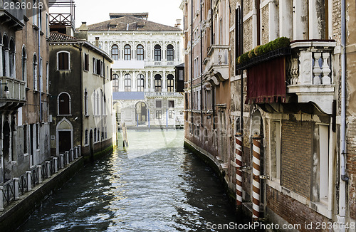 Image of Ancient buildings in the channel in Venice.