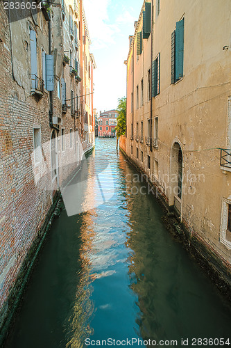 Image of Ancient buildings in the channel in Venice.