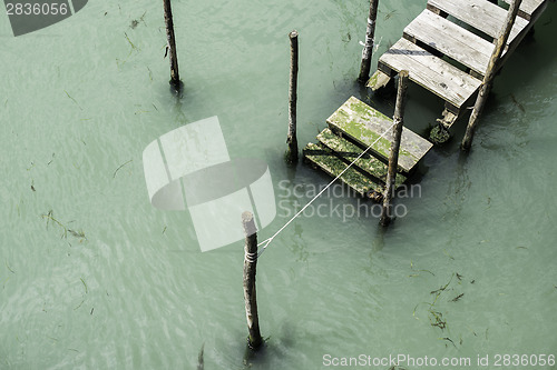 Image of Jetty on canal in Venice