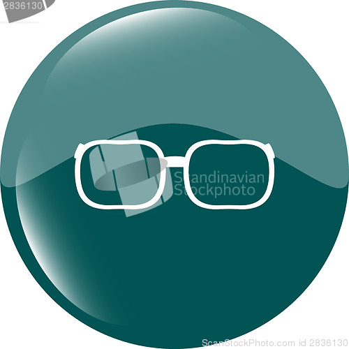 Image of glasses sign icon. Eyeglass frame symbol. web shiny button