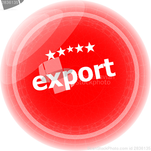 Image of export on red rubber stamp over a white background
