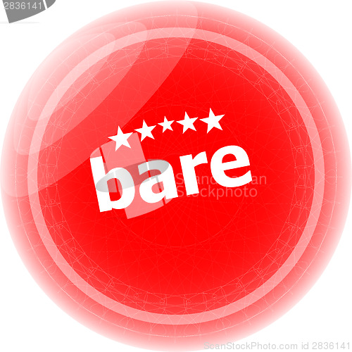 Image of bare word on stickers red button, business label