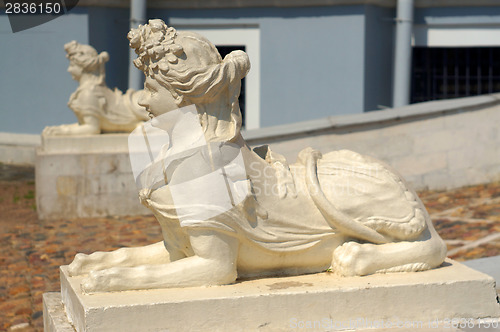 Image of White marble sphinxes