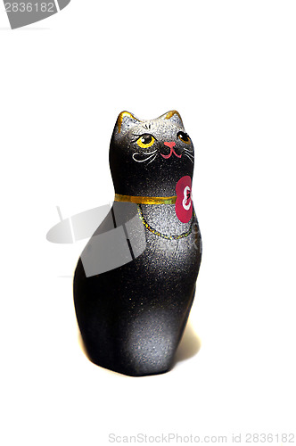 Image of Black cat figurine from clay