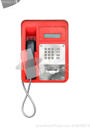 Image of Red pay-phone isolated on white