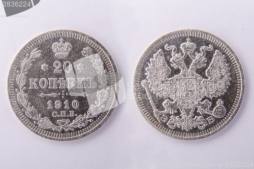 Image of Russian coin of 20 cents in 1910