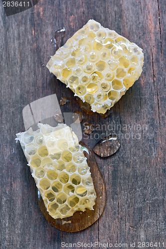 Image of sweet honeycombs with honey