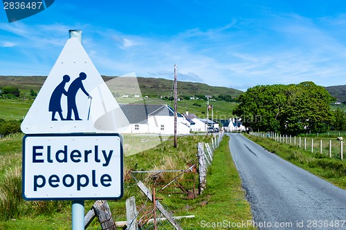 Image of traffic sign for paying attention for elderly people