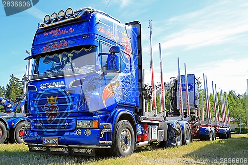 Image of Blue Scania R620 V8 Timber Truck 